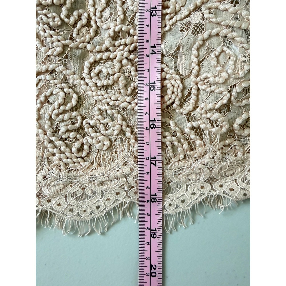 NWT Zara Peach Floral Lace Short Sleeve Mock Neck Crop Top S New - Picture 8 of 9